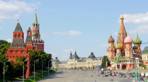 Sunny Moscow kremlin time lapse Stock Footage 32503100