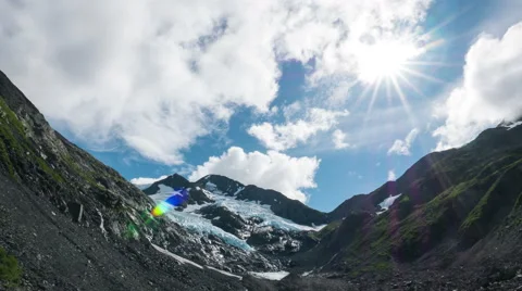 Sunny Mountain Glacier Timelapse Video stock 55878613