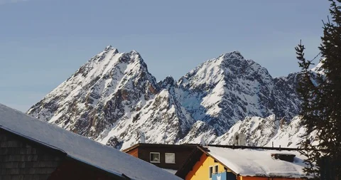 Sunny Mountains in Winter Stock Footage 129541901