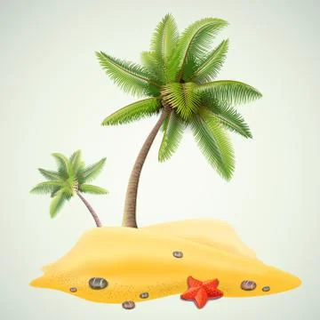 Sunny palm beach Illustrazione stock