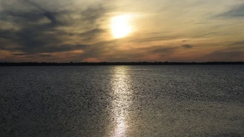 Sunny path on lake or river Stock Footage 72916978