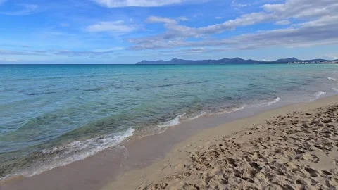 Sunny Playa de Muro Beach Summer Stock Footage 321048125