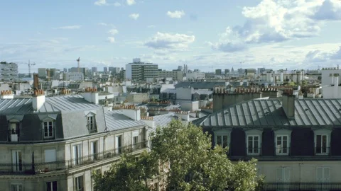 Sunny rooftop paris Stock Footage 95998347