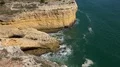 Sunny sand stone cliffs landscape at Algarve coastline Portugal 4k or 4k+ Resolution