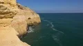Sunny sand stone cliffs landscape at Algarve coastline Portugal 4k or 4k+ Resolution