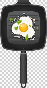 Sunny-side up egg cooked in a grill pan, garnished with parsley, ready to b.. Stock Illustration