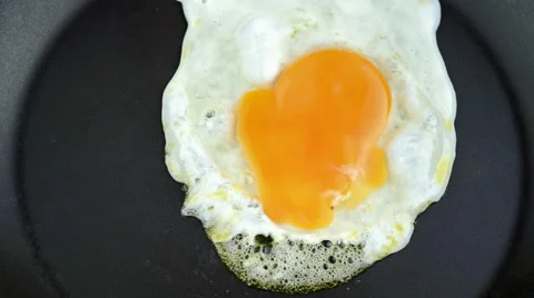 Sunny-side egg cooking in frying pan Stock Footage 47002810