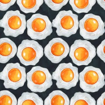 Sunny side up egg seamless pattern. Stock Illustration
