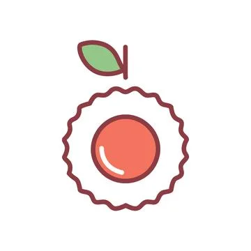 Sunny side up egg. A simple illustration of a fried egg with a leafy stem, .. Stock Illustration