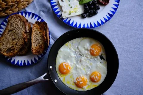 Sunny Side Up Eggs with Cheese Stock Photos