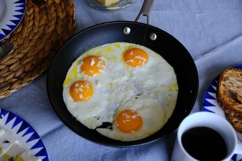 Sunny Side Up Eggs with Cheese Stock Photos