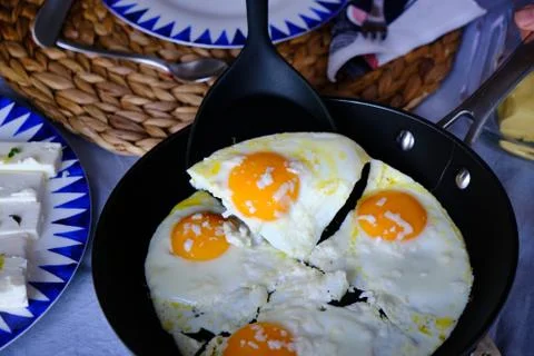 Sunny Side Up Eggs with Cheese Stock Photos
