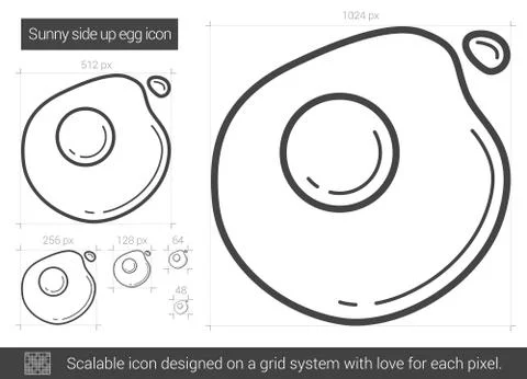 Sunny side up eggs line icon Stock Illustration