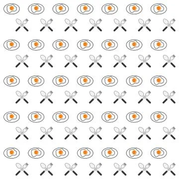 Sunny side up eggs seamless pattern background.Colorful wallpaper vector illu Stock Illustration