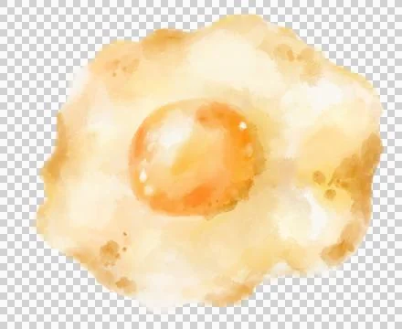 Sunny side up fried egg protien brealfast watercolor painting food Stock Illustration