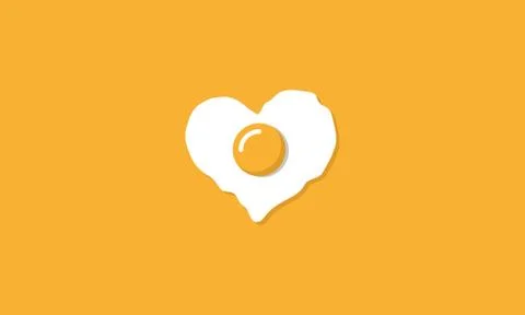 Sunny side up in a heart shape , creative logo design . omelet logo design .  Stock Illustration
