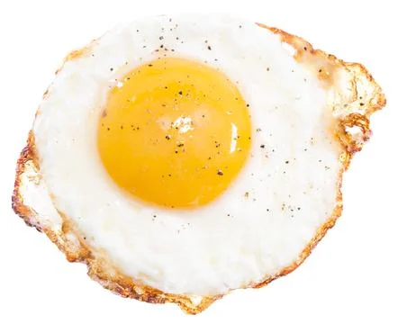 Sunny side top up egg isolated on plain white background top egg view Stock Photos