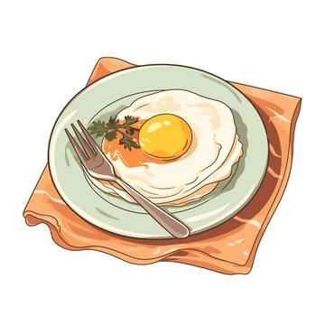 Sunny Side Up: Vector Illustration of Fried Egg with Parsley Stock Illustration
