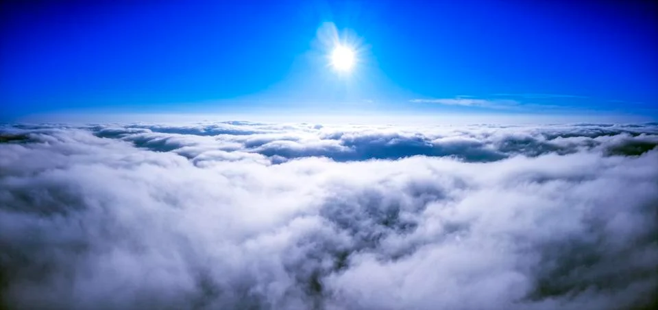 Sunny sky abstract background, beautiful cloudscape, on the heaven, view over Photos