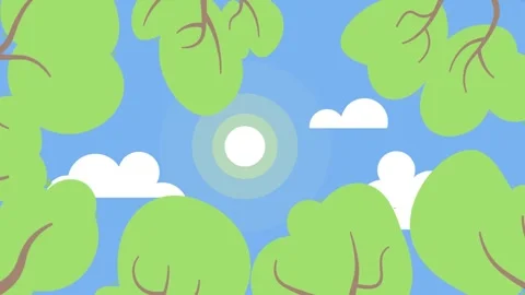 Sunny sky with clouds framed by green tree branches Stock Footage 340471660