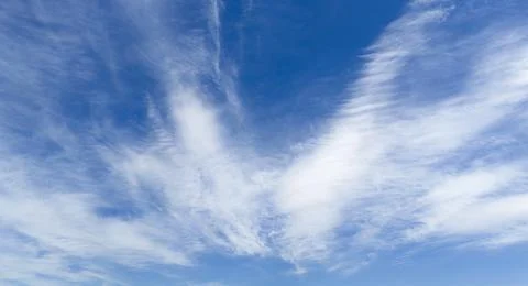 Sunny sky with cloudscape clouds. Blue sky contains cumulus clouds. Open sk.. Stock Photos