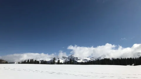Sunny Snow Landscape Blue Sky Stock Footage