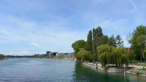 Sunny Spring Walk Through Konstanz City and Waterfront Areas Stock Footage 334799378