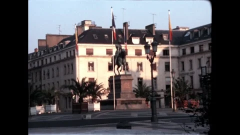 Sunny Square with Equestrian Statue Stock Footage 274220591