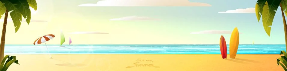 Sunny summer beach Stock Illustration