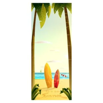 Sunny summer beach Stock Illustration
