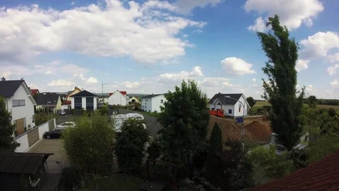 Sunny Summer Day Timelapse With Moving Clouds Constructionside And Sunset Stock Footage 70351960
