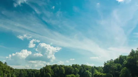 Sunny summer park moving clouds 4k timelapse Stock Footage 51770282