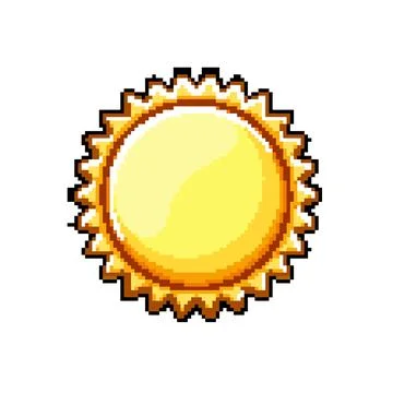 Sunny sun pixel art vector illustration Stock Illustration