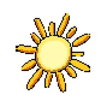 Sunny sun pixel art vector illustration Stock Illustration