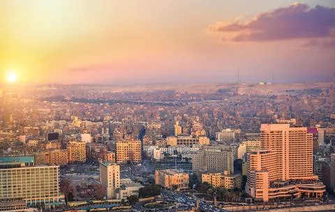 Sunny sunset in Cairo Stock Photos
