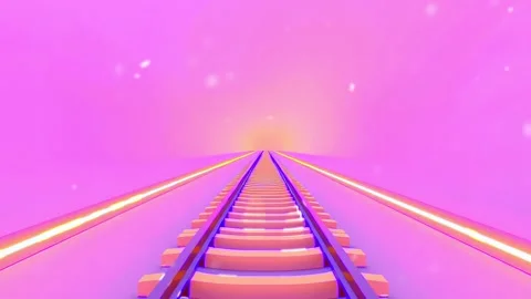 Sunny Train Tracks: Smoothly Animated Railway Journey into an Orange Glowing Tu Stock-Footage 330319709