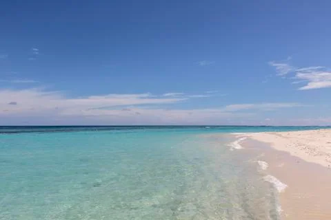 Sunny, tranquil, remote ocean beach, Maldives Stock Photos