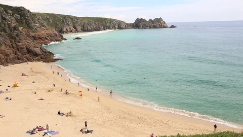 Sunny tropical beach view Stock Footage