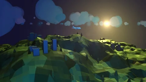 Sunny Valley. Flying over the landscape. Sunset. Horizon. 動画素材 252255199