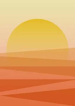 Sunny valley gradient landscape background illustration poster. Aesthetic Stock Illustration