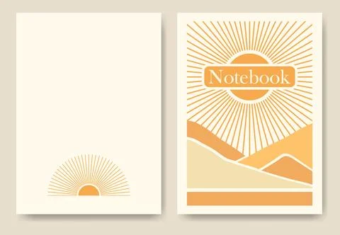 Sunny valley landscape background notebook cover. Nature environment poster Stock Illustration