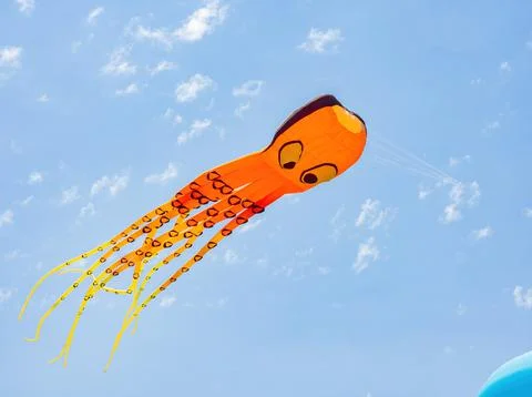 Sunny view of some kites flying Stock Photos