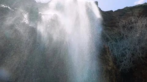 Sunny Waterfall View, Slow Motion Stock Footage 146325416