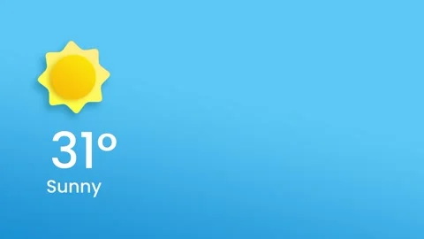 Sunny Weather App Widget Twenty Eight Degrees Yellow Sun Blue Gradient Sky Stock Footage 334471603