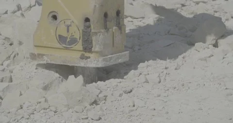 Sunny weather, construction work, drilling machine, earthworks Stock Footage 305641838