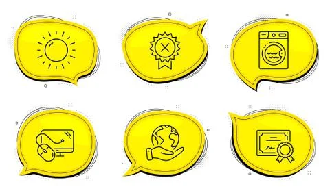 Sunny weather, Laundry and Computer mouse icons set. Reject medal sign. Sun Stock-Illustration