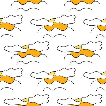 Sunny weather pattern Warm Sun rays clouds Illustrazione stock