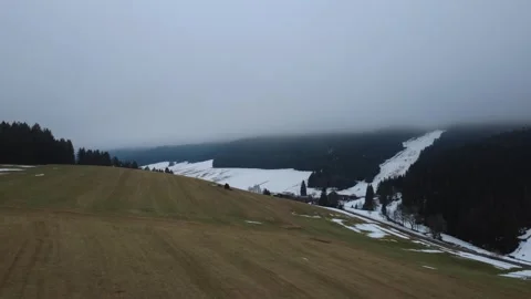 Sunny Winter Landscape in Black Forest, Aerial Drone View Over Snowy Fields Stock Footage 330108963