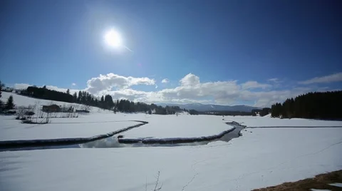 Sunny Winter landscape with snow Video stock 48601434