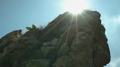 Sunray Behind Mountain Spier Video stock 120413783